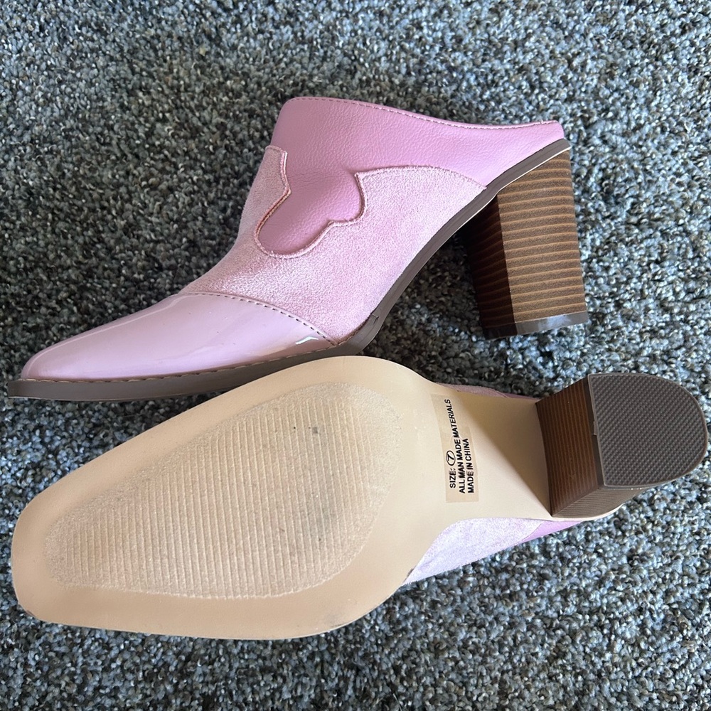 Lulus Pink Leather Block Heel Mules